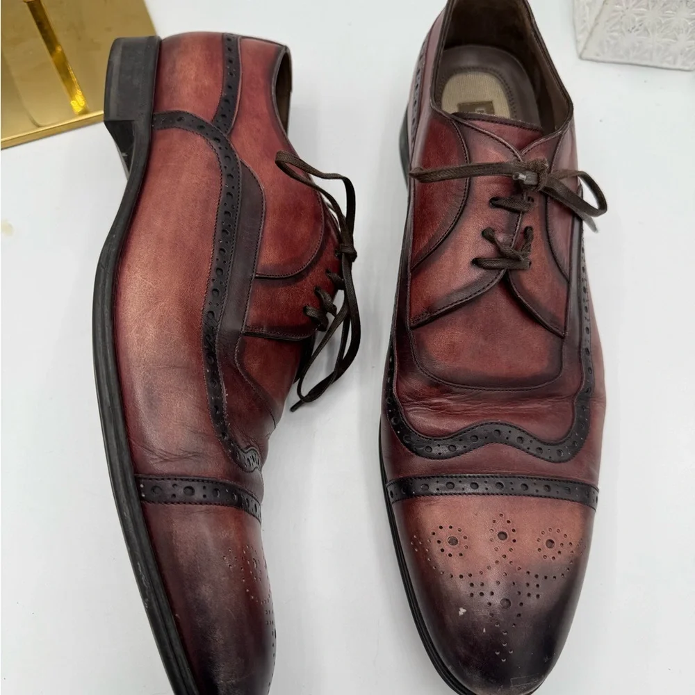 Dolce & Gabbana Brown Leather Brogue‎ Lace Up Derby Shoes